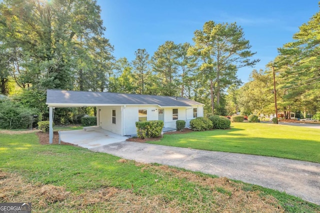 3650 Clovis Ct NW, Atlanta, GA 30331 - ranch-style house with an attached carport, a front lawn, and concrete driveway