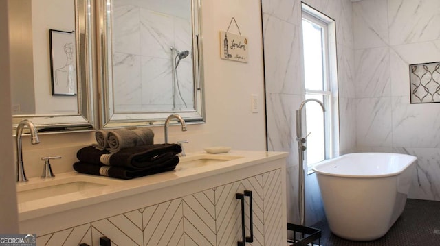 201 Huntington Pl, Dahlonega, GA 30533 - full bathroom featuring double vanity and a freestanding tub