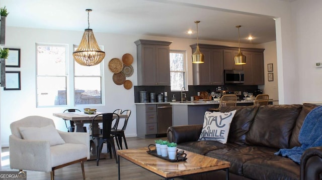 201 Huntington Pl, Dahlonega, GA 30533 - living area with wood finished floors and recessed lighting
