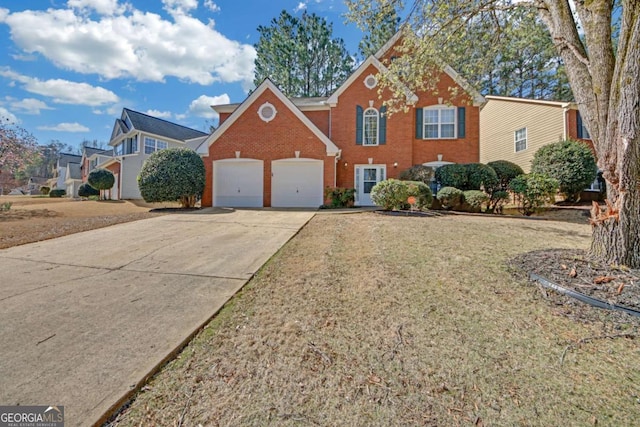 2983 Bancroft Gln NW, Kennesaw, GA 30144 - traditional home featuring brick siding, driveway, an attached garage, and a front lawn