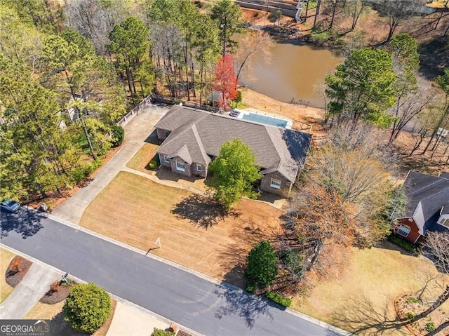 view from above of property with a large body of water