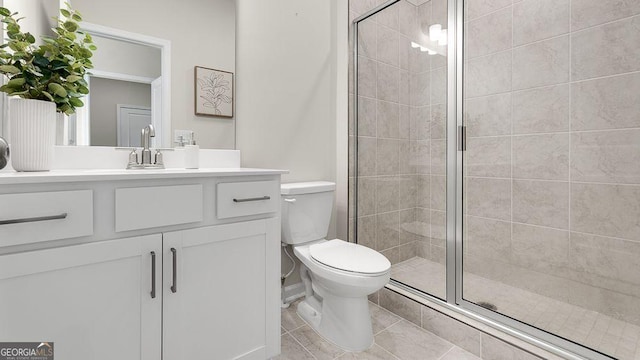 52 Sheryl Way, Loganville, GA 30052 - full bath with a shower stall, vanity, and tile patterned floors
