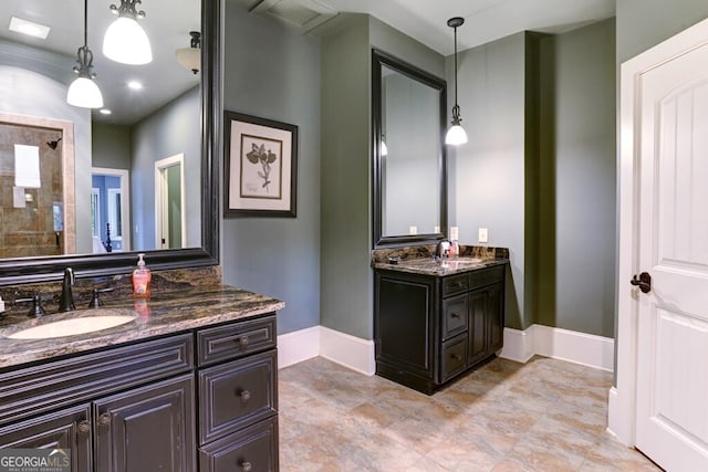 2373 Herman Drake Rd, Young Harris, GA 30582 - full bathroom featuring a sink, two vanities, and baseboards