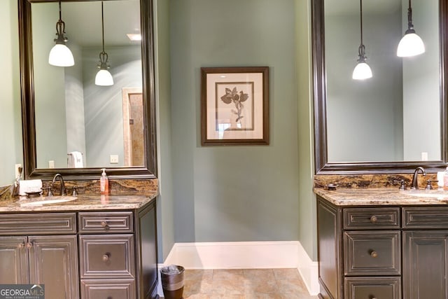 2373 Herman Drake Rd, Young Harris, GA 30582 - bathroom featuring tile patterned floors, a sink, and two vanities
