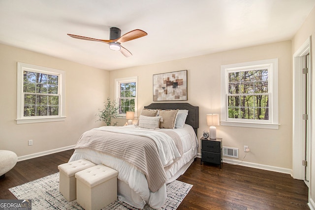 9640 Cedar Grove Rd, Fairburn, GA 30213 - bedroom featuring baseboards, multiple windows, and dark wood finished floors