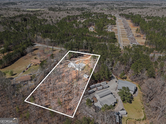 9640 Cedar Grove Rd, Fairburn, GA 30213 - view of property location with property boundaries highlighted and a heavily wooded area