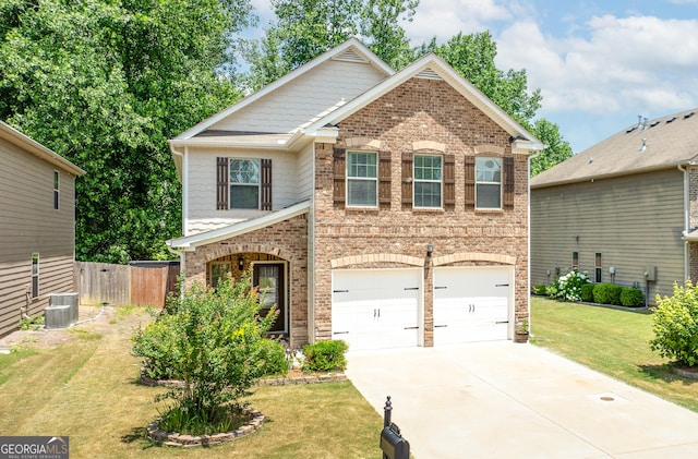 6018 Cloverfield Way, Braselton, GA 30517 - traditional home featuring brick siding, central AC, driveway, and a garage