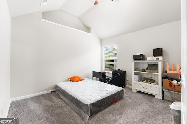 6018 Cloverfield Way, Braselton, GA 30517 - bedroom featuring lofted ceiling, carpet, ceiling fan, and baseboards