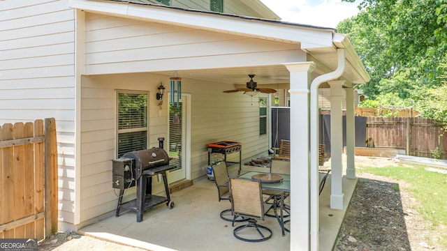 6018 Cloverfield Way, Braselton, GA 30517 - view of patio / terrace with ceiling fan and grilling area