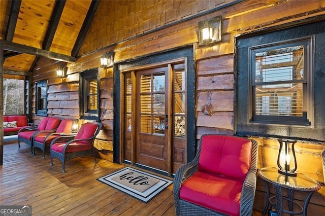 68 Shalom Vw, Blue Ridge, GA 30513 - entrance to property with outdoor lounge area and a wooden deck