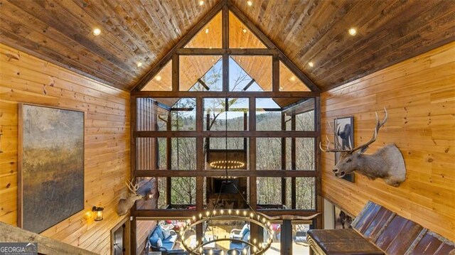 68 Shalom Vw, Blue Ridge, GA 30513 - detailed view of wooden walls and wooden ceiling