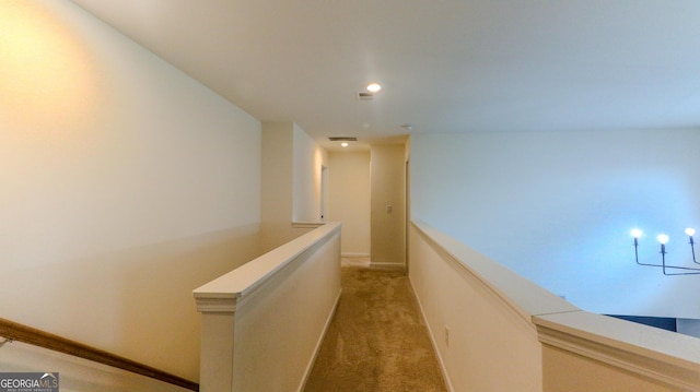 1800 Pearson St, Loganville, GA 30052 - hallway featuring recessed lighting, baseboards, light colored carpet, and visible vents