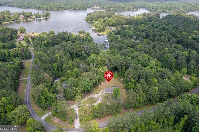 138 Forest Hill Dr, Eatonton, GA 31024 - aerial view featuring a water view and a view of trees