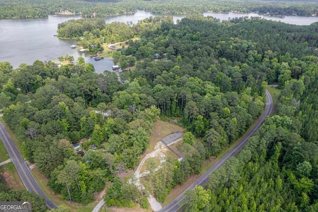 138 Forest Hill Dr, Eatonton, GA 31024 - bird's eye view with a water view and a view of trees