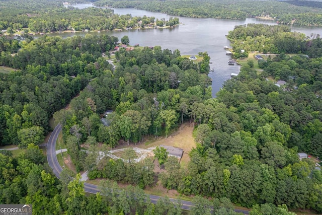 138 Forest Hill Dr, Eatonton, GA 31024 - drone / aerial view with a water view and a view of trees