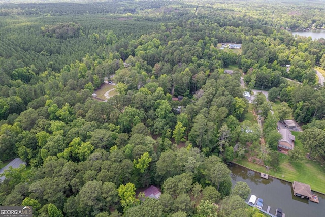 138 Forest Hill Dr, Eatonton, GA 31024 - aerial view featuring a water view and a forest view