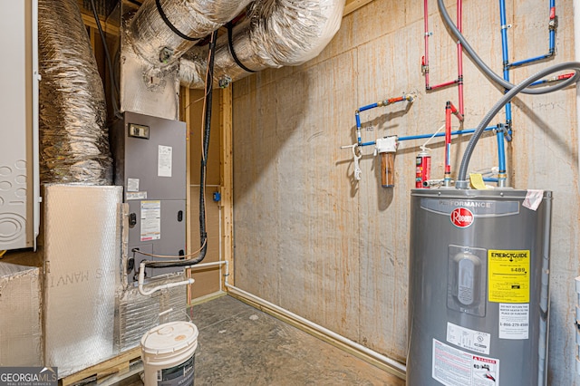 utility room featuring electric water heater