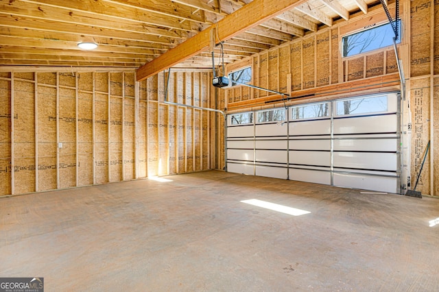 garage with a garage door opener