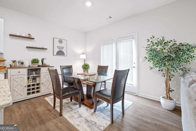 138 Brode Ln, Pendergrass, GA 30567 - dining area with light wood-style floors, baseboards, recessed lighting, and visible vents