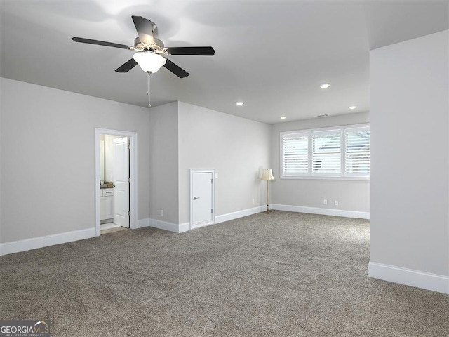 4845 Josie Way NW, Acworth, GA 30101 - carpeted spare room with a ceiling fan, baseboards, and recessed lighting
