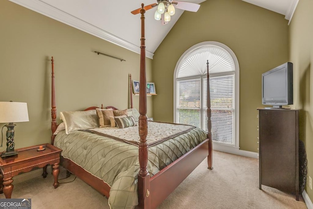 2323 Council Ln, Buford, GA 30519 - bedroom with light colored carpet, lofted ceiling, and ornamental molding