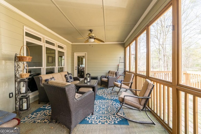 2323 Council Ln, Buford, GA 30519 - sunroom / solarium with an outdoor living space and a ceiling fan