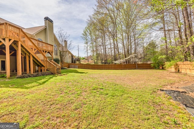 2323 Council Ln, Buford, GA 30519 - fenced backyard with a wooden deck and stairs