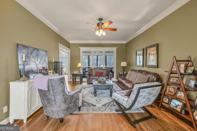 2323 Council Ln, Buford, GA 30519 - living area with a ceiling fan, ornamental molding, and wood finished floors