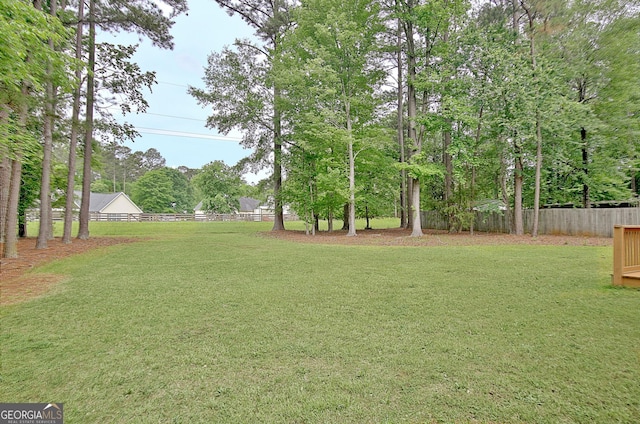 view of yard featuring fence