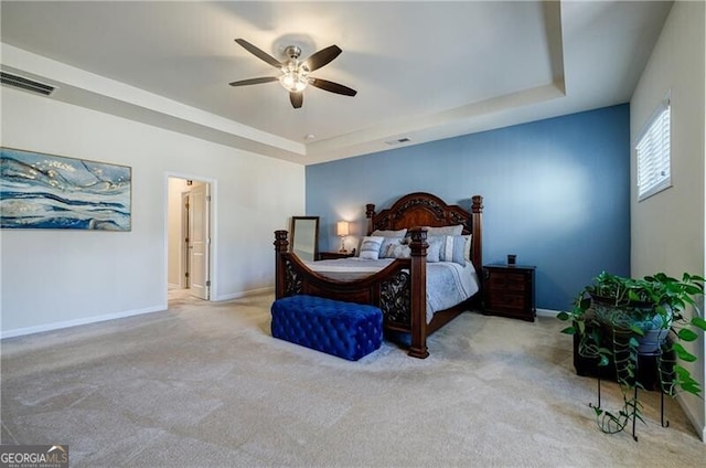 4870 Odum View Ln, Cumming, GA 30040 - bedroom with a raised ceiling, carpet floors, and ceiling fan