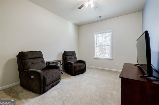 4870 Odum View Ln, Cumming, GA 30040 - sitting room with light carpet and ceiling fan