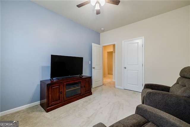 4870 Odum View Ln, Cumming, GA 30040 - living room featuring ceiling fan and light colored carpet