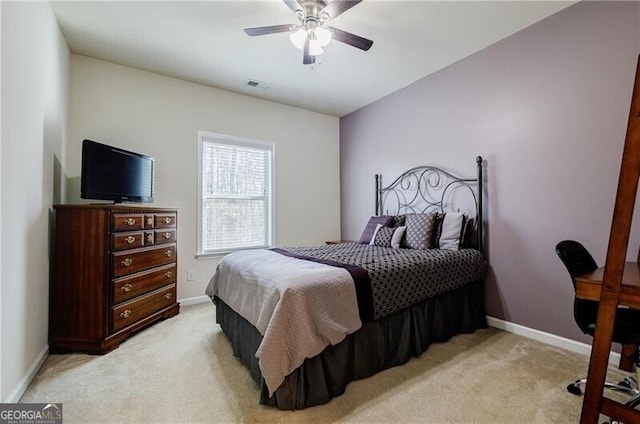 4870 Odum View Ln, Cumming, GA 30040 - bedroom with light carpet and a ceiling fan