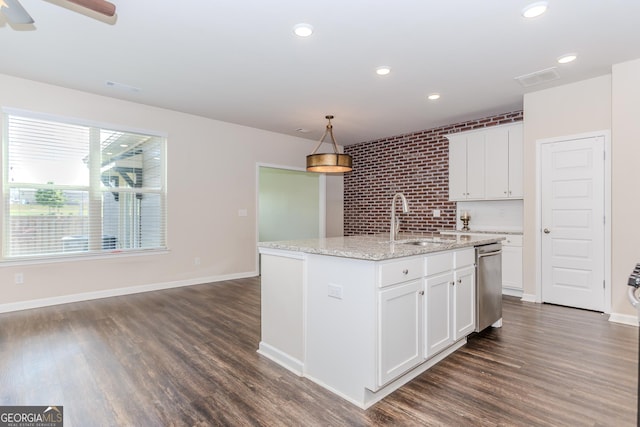 3627 Canyon Springs Dr, Oakwood, GA 30566 - living room with a fireplace, ceiling fan, visible vents, and wood finished floors