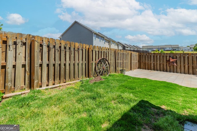 3627 Canyon Springs Dr, Oakwood, GA 30566 - rear view of property featuring a lawn, a patio, a fenced backyard, and central AC