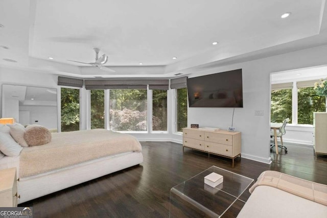4 W Wesley Rdg NW, Atlanta, GA 30327 - bedroom with a tray ceiling, wood finished floors, and recessed lighting
