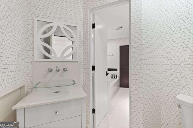 4 W Wesley Rdg NW, Atlanta, GA 30327 - bathroom featuring vanity and tile walls
