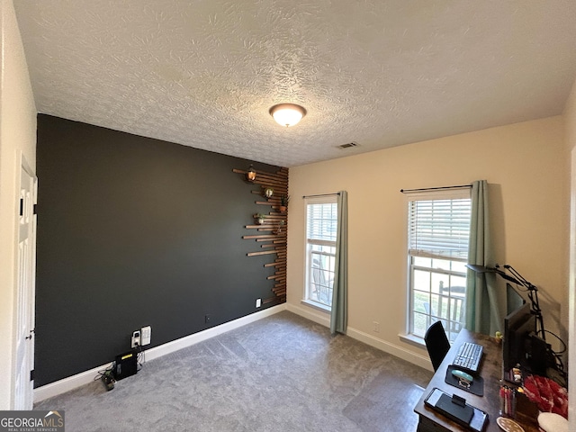 924 Morningside Dr, Griffin, GA 30224 - unfurnished office with a textured ceiling, baseboards, and carpet floors