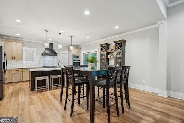 4426 Oxburgh Park, Flowery Branch, GA 30542 - dining space with recessed lighting, light wood-style floors, and ornamental molding