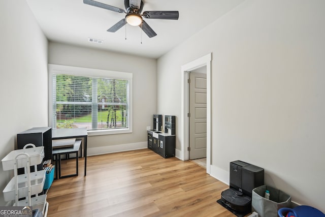 4426 Oxburgh Park, Flowery Branch, GA 30542 - home office featuring ceiling fan and light wood-type flooring