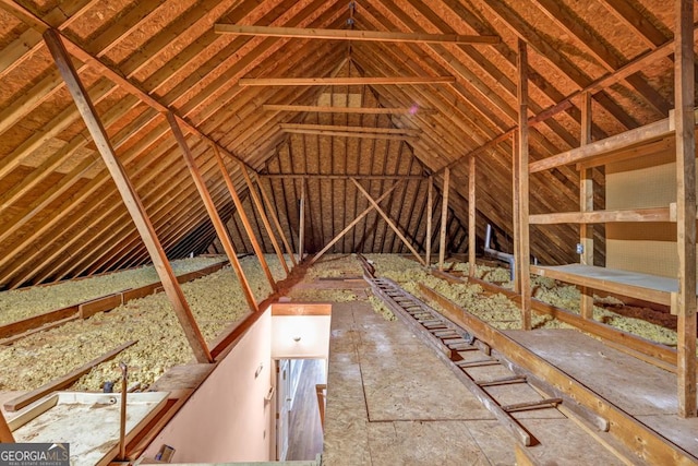 view of unfinished attic