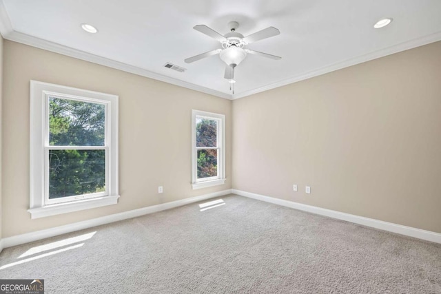 1462 Georgia Club Dr, Statham, GA 30666 - carpeted spare room featuring baseboards, visible vents, and ornamental molding