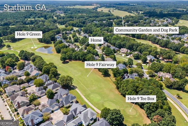 1462 Georgia Club Dr, Statham, GA 30666 - aerial view with golf course view, a water view, and a residential view