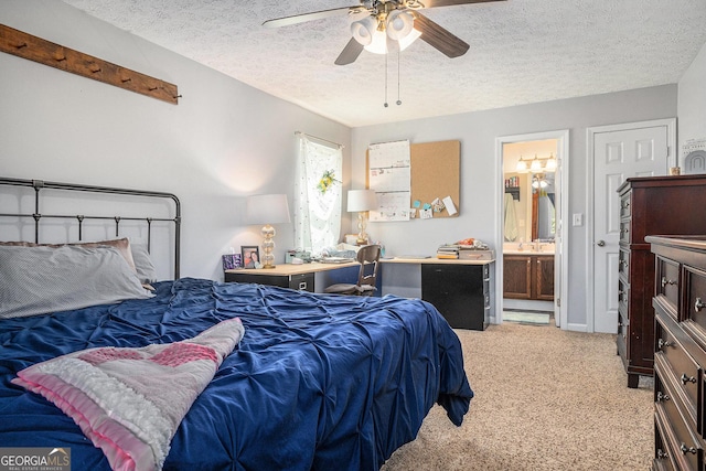 10 Powder Dr, Dallas, GA 30157 - carpeted bedroom with a textured ceiling, ensuite bath, and a ceiling fan