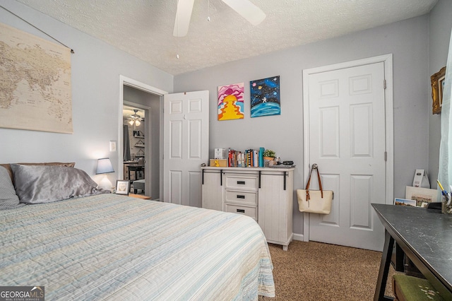 10 Powder Dr, Dallas, GA 30157 - bedroom with light carpet, a textured ceiling, and a ceiling fan