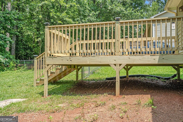10 Powder Dr, Dallas, GA 30157 - wooden terrace featuring a lawn and stairs