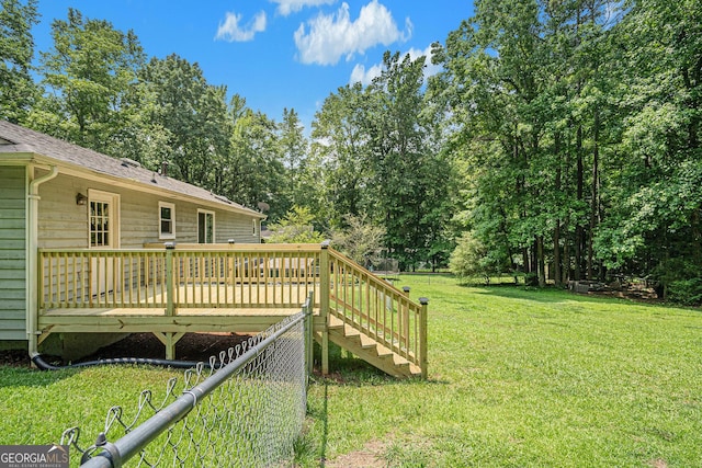 10 Powder Dr, Dallas, GA 30157 - view of yard featuring a wooden deck, stairs, and view of scattered trees