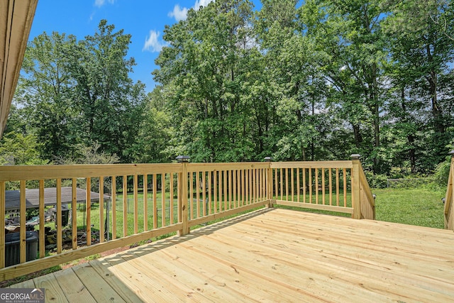 10 Powder Dr, Dallas, GA 30157 - wooden terrace featuring a lawn and view of scattered trees