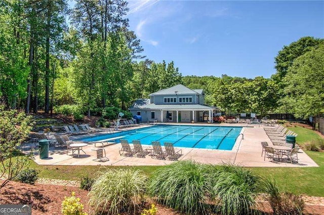 9415 Martin Rd, Roswell, GA 30076 - community pool with a patio and a view of trees