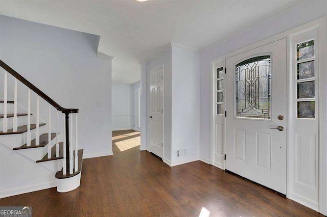 9415 Martin Rd, Roswell, GA 30076 - foyer entrance with stairs and wood finished floors